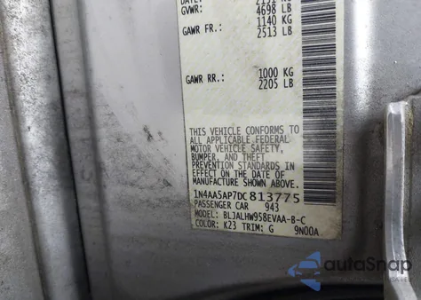 2013 Nissan Maxima 3.5 Sv из США, поврежденный, VIN 1N4AA5AP7DC813775